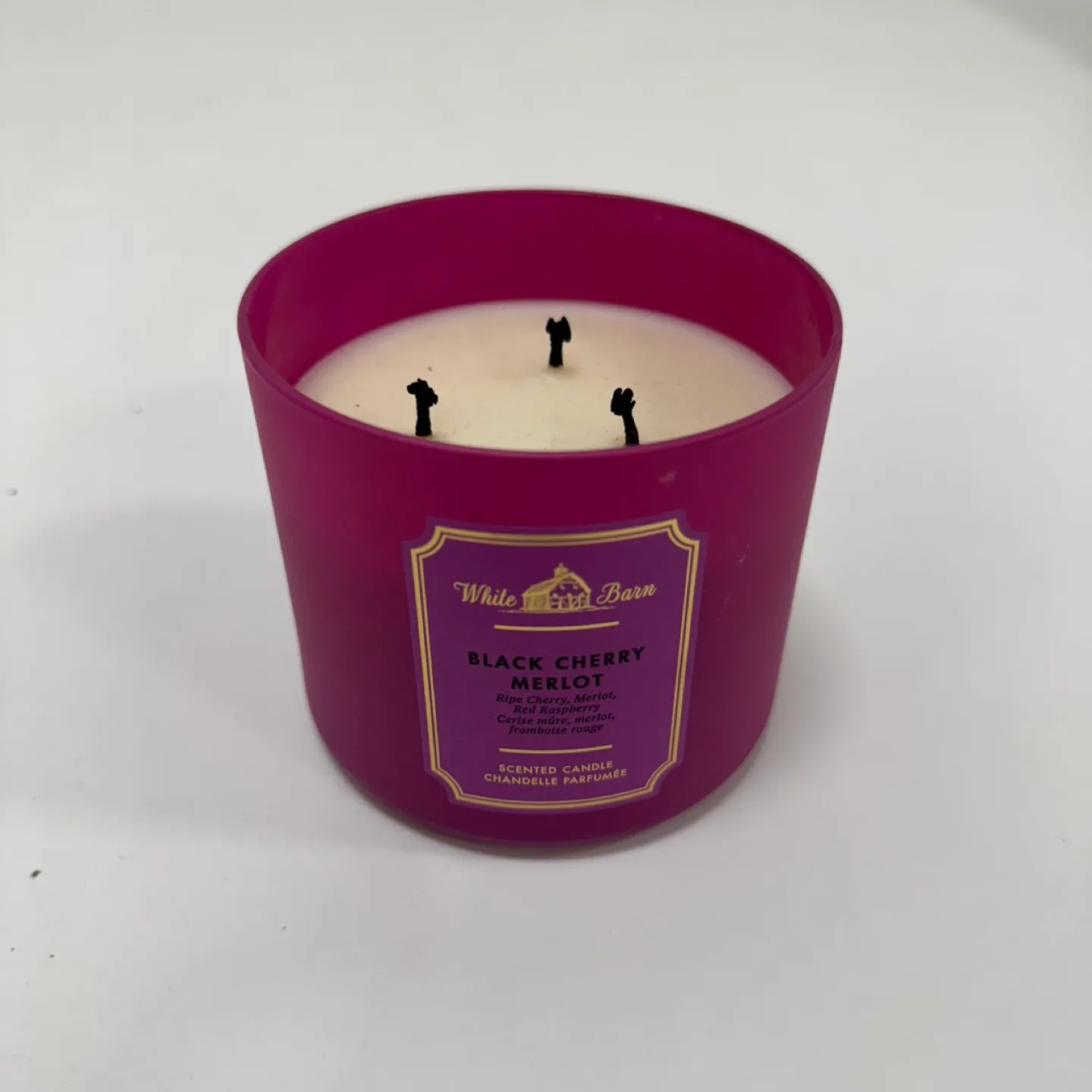 Used White Barn Black Cherry Merlot 3-Wick Scented Candle thumbnail