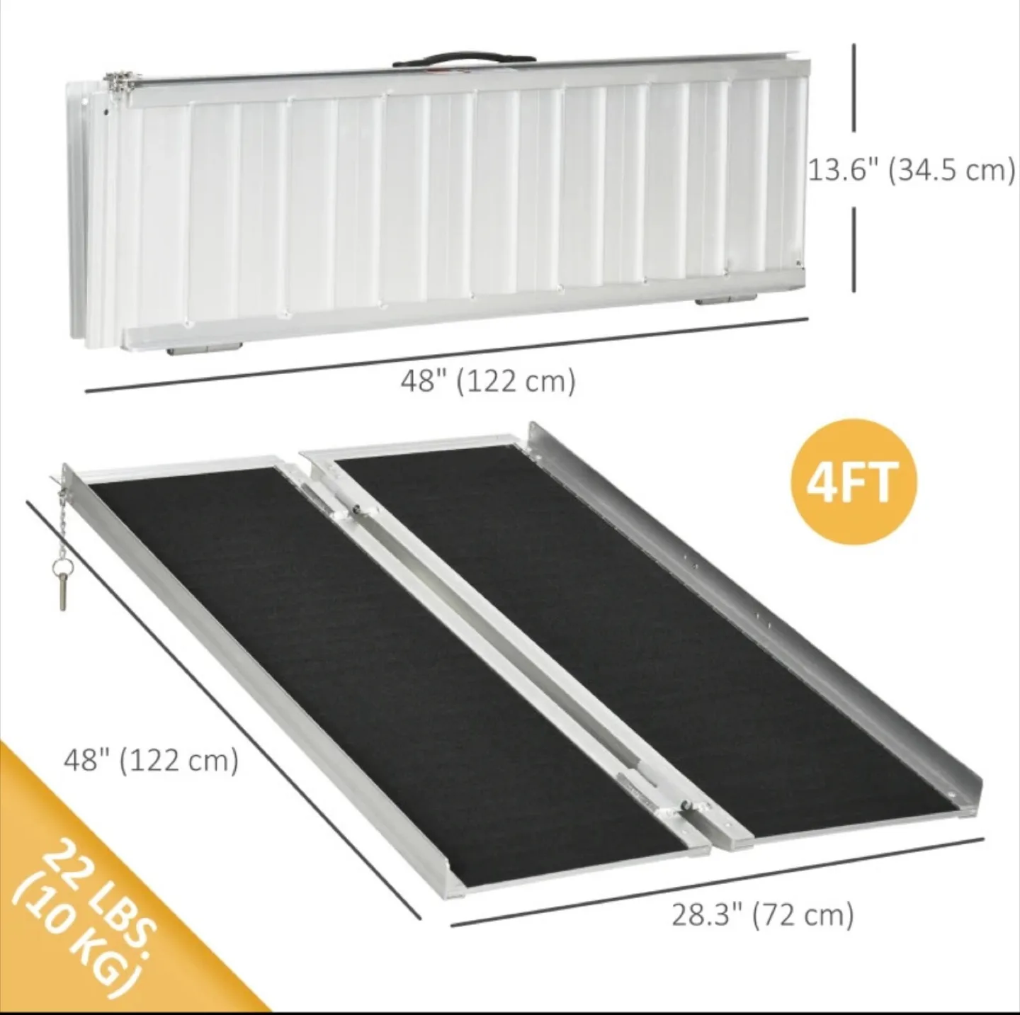 PORTABLE FOLDABLE 4FT WHEELCHAIR SCOOTER RAMP thumbnail