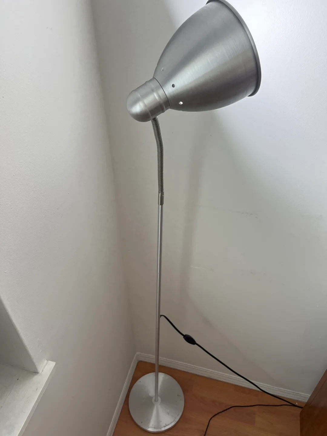 Silver Floor Lamp with lightbulb thumbnail