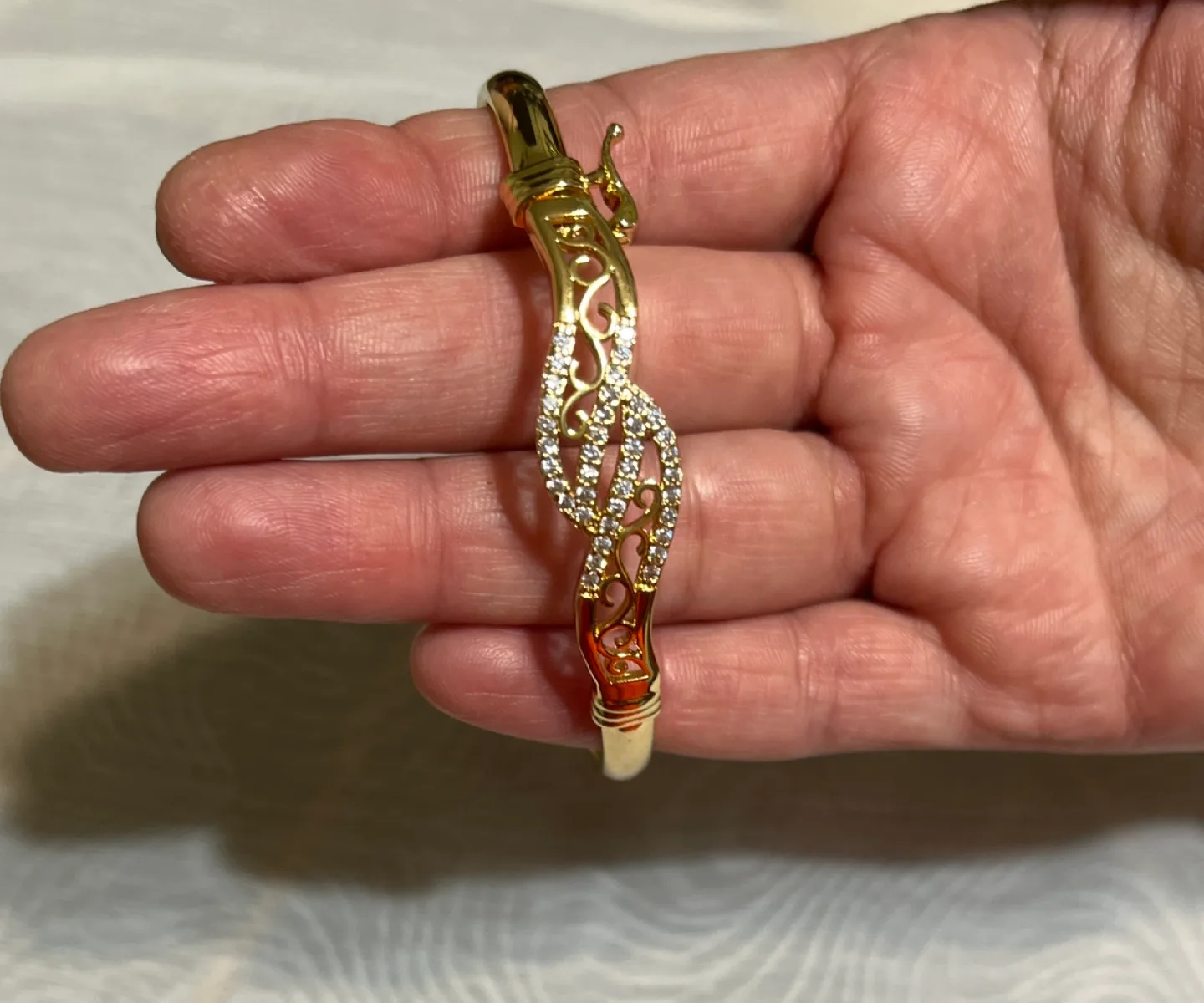 Gold Bangle Bracelet with Rhinestones thumbnail