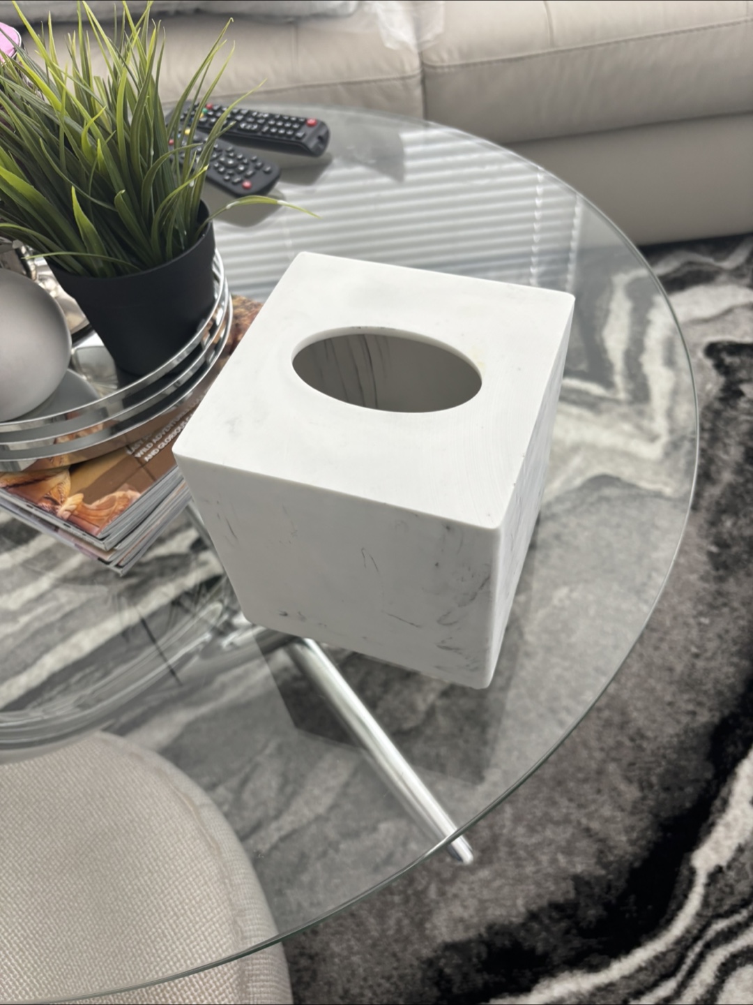 White Marble Tissue Box Cover