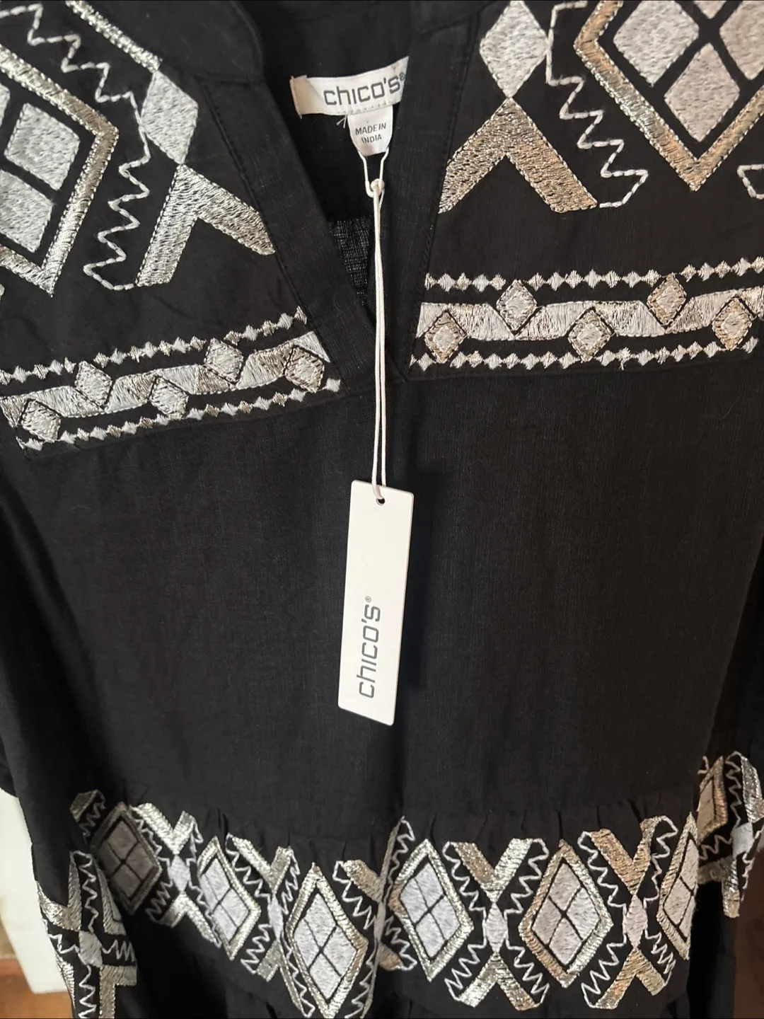 Chico's Black Embroidered Maxi  Dress - Size 1.5. New With Tags image indicator(3)