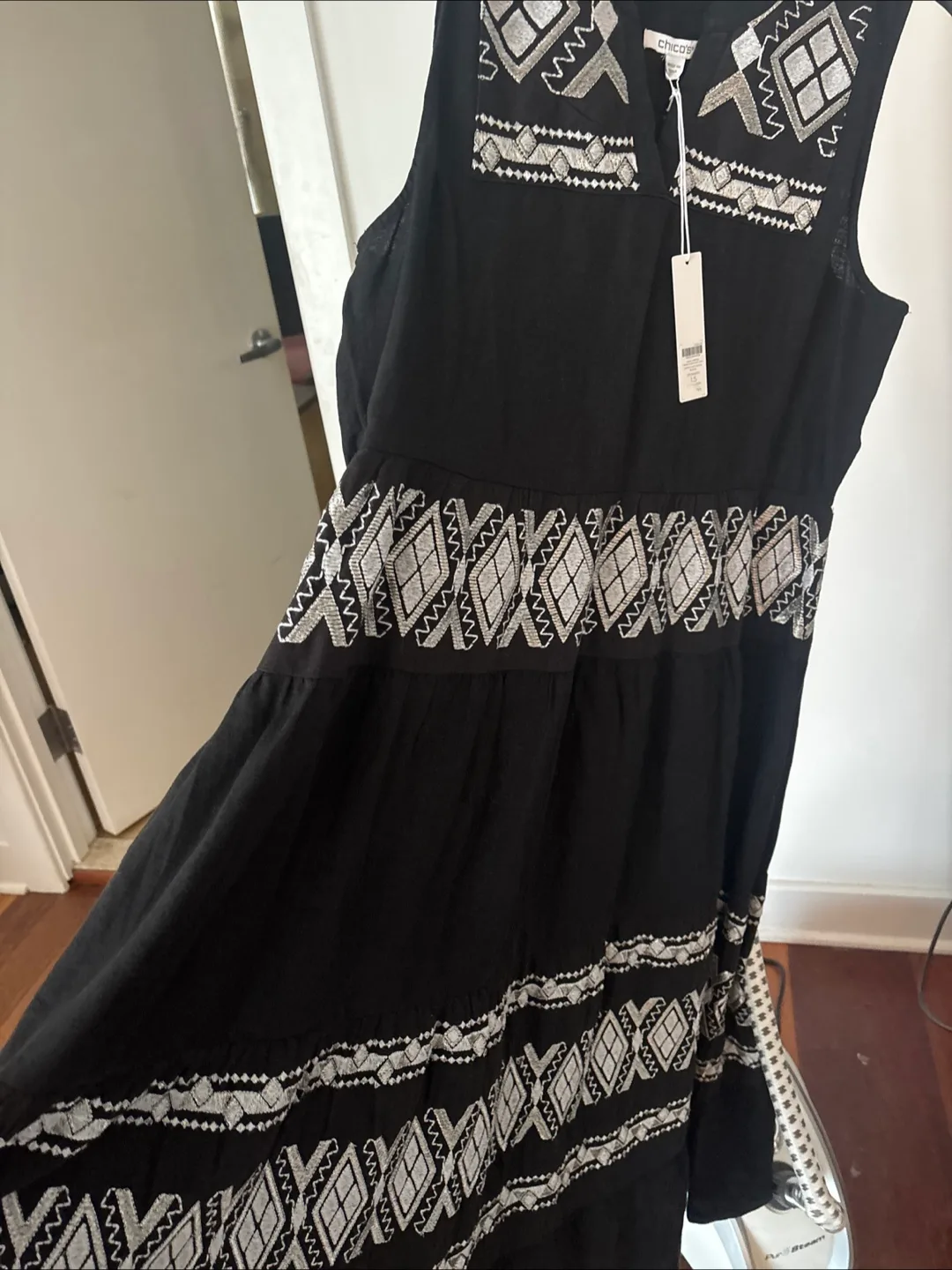 Chico's Black Embroidered Maxi  Dress - Size 1.5. New With Tags image indicator(8)