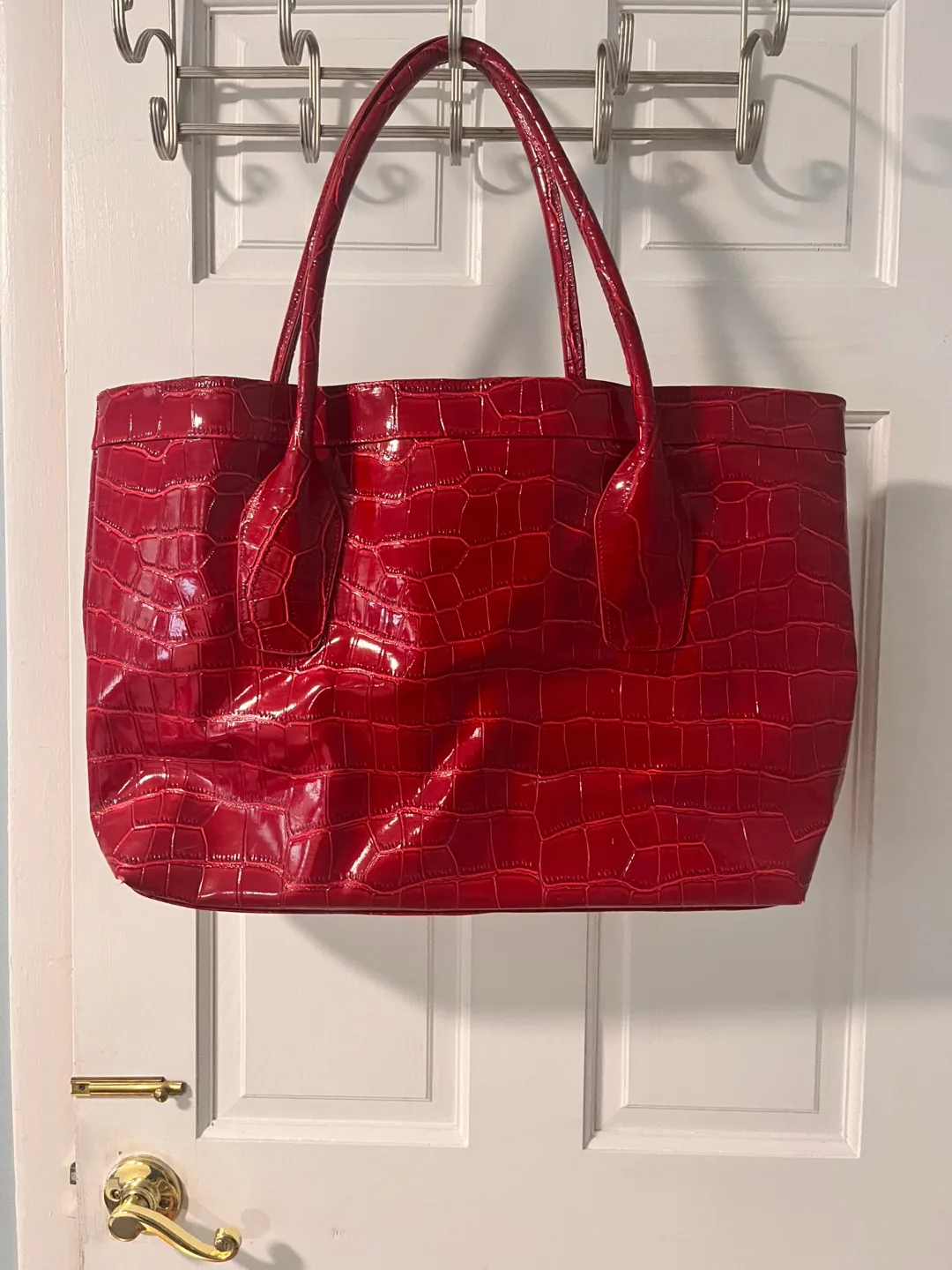 Red Croc Embossed Tote Bag thumbnail