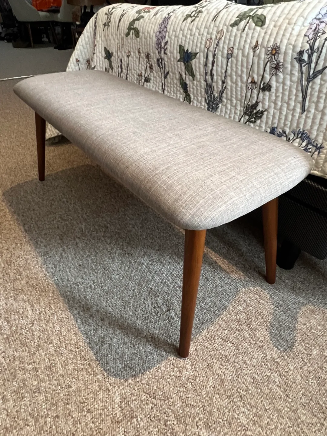 Upholstered Bench with Wood Legs thumbnail
