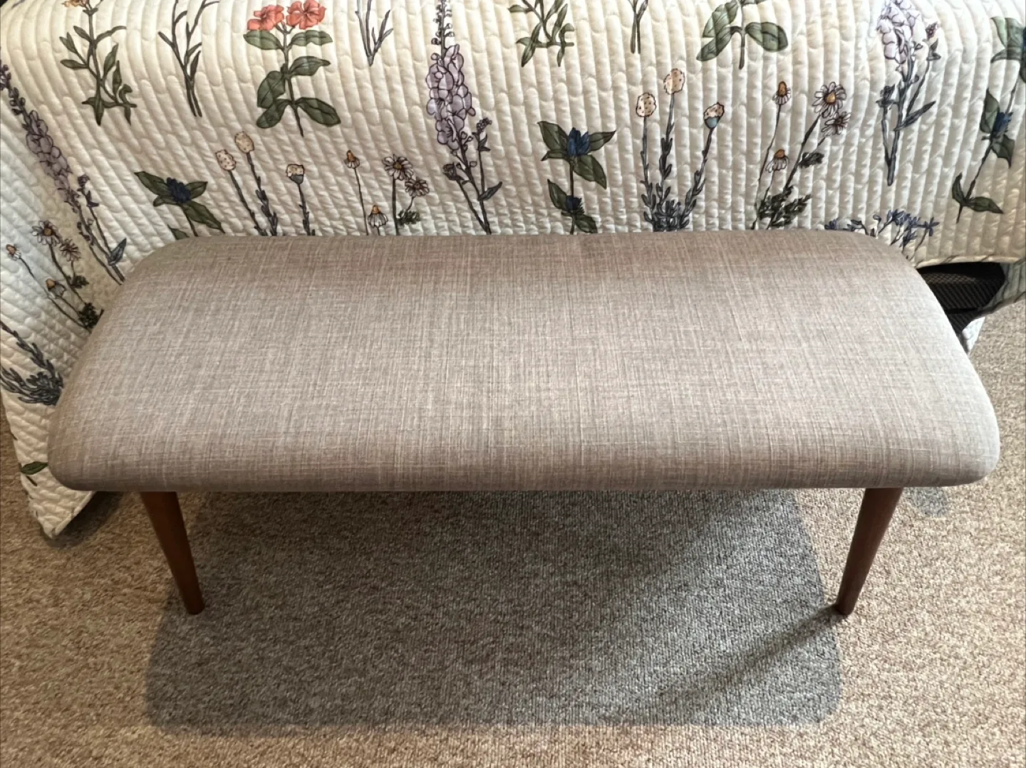 Upholstered Bench with Wood Legs image indicator(2)