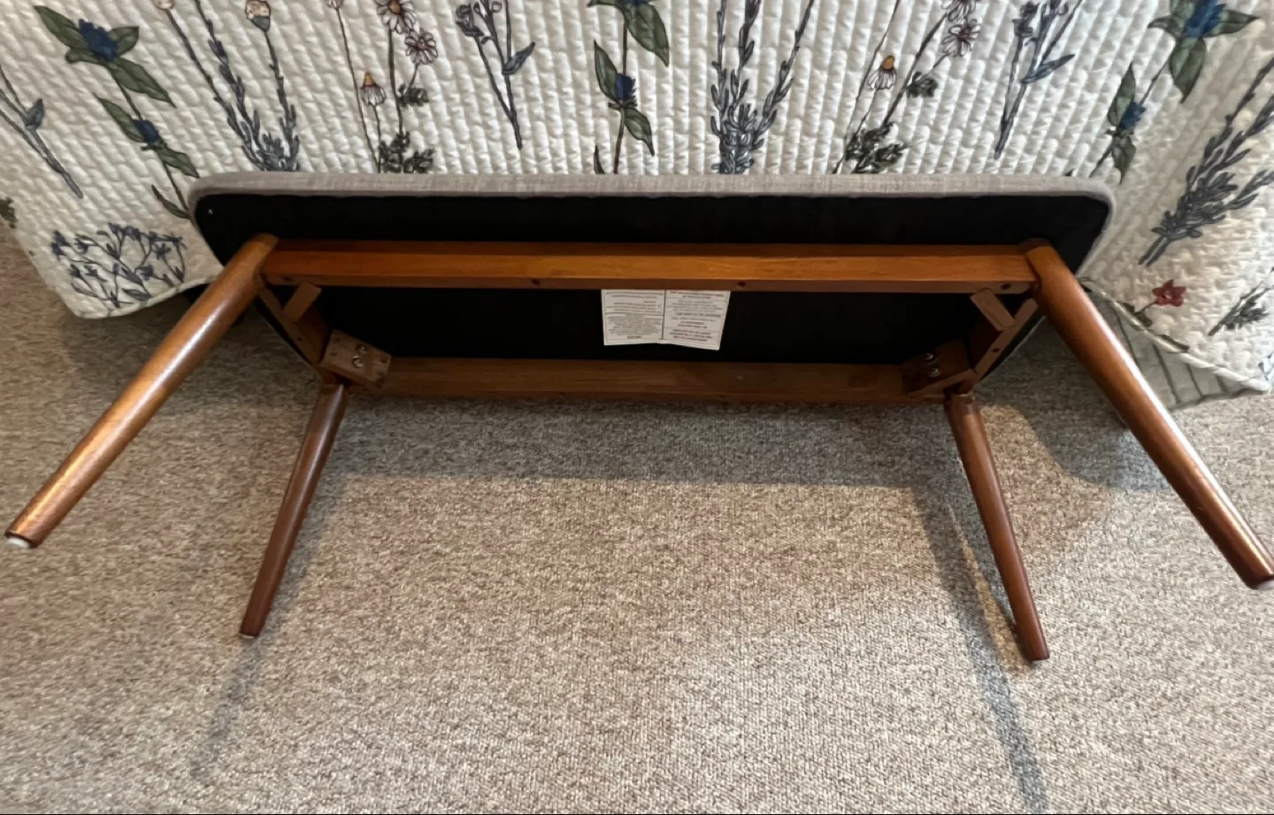Upholstered Bench with Wood Legs image indicator(4)