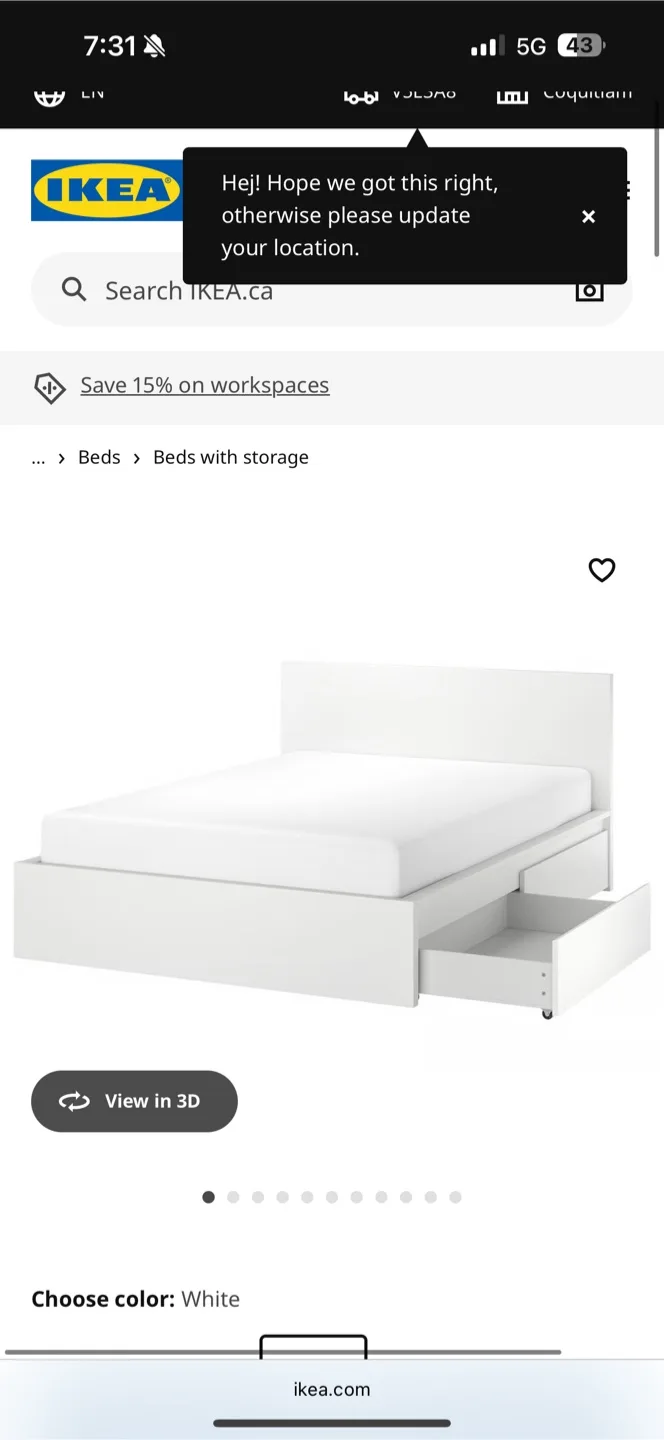 Queen IKEA Malm White Bed Frame with Storage Drawers image indicator(9)