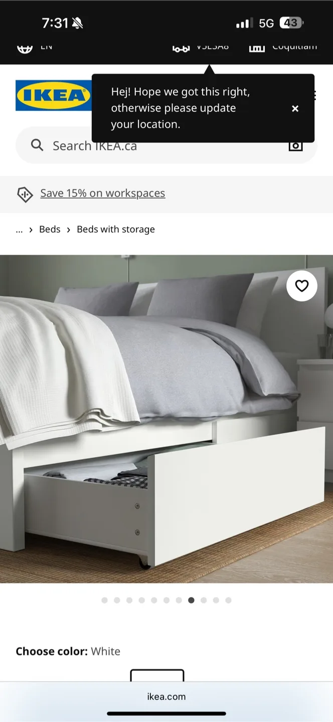 Queen IKEA Malm White Bed Frame with Storage Drawers image indicator(10)