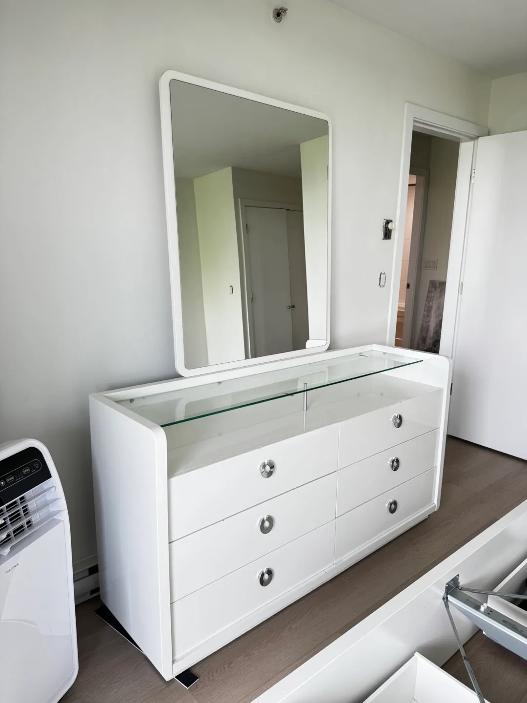 White Dresser with Framed Mirror - Great Condition image indicator(2)