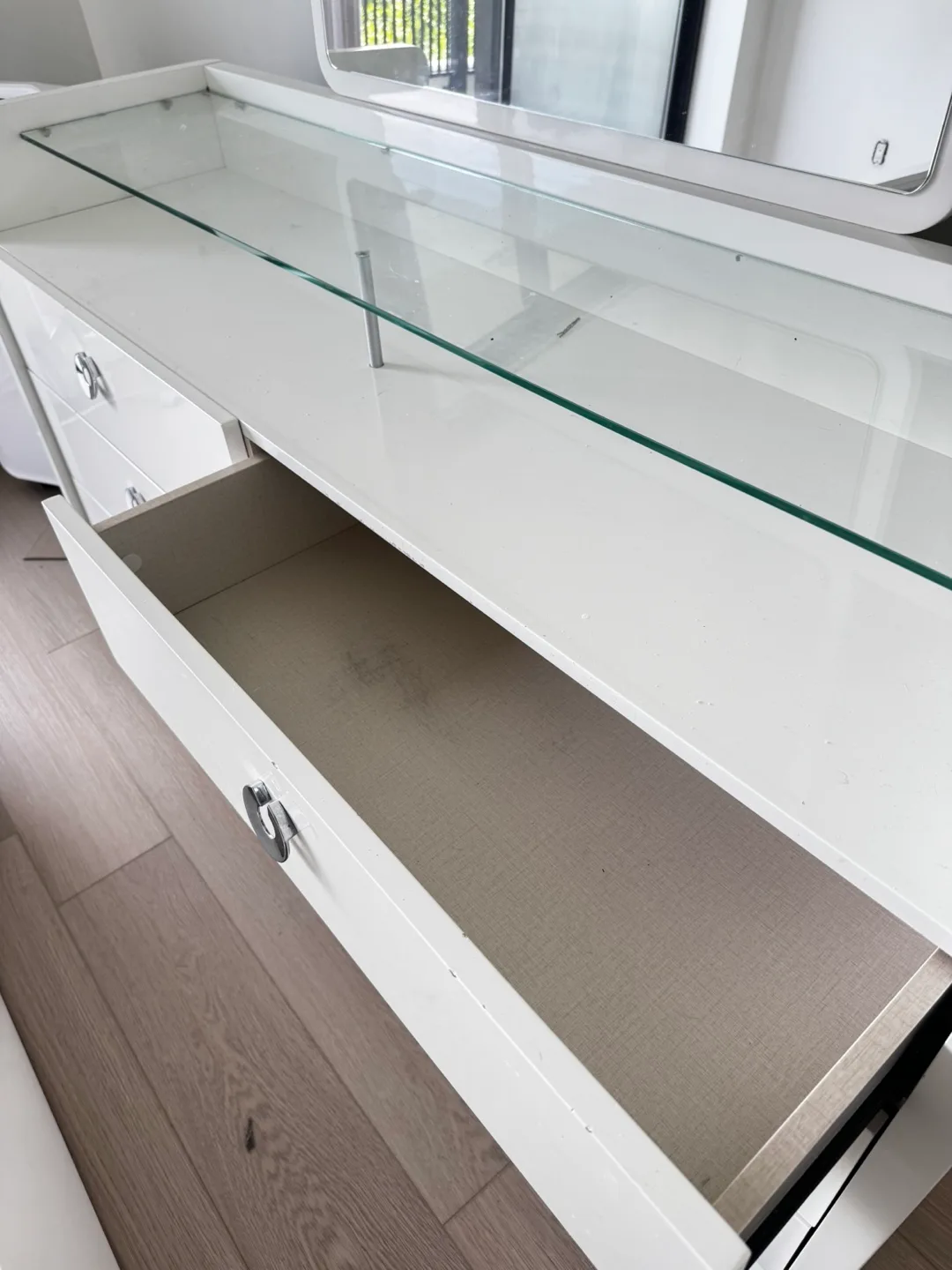 White Dresser with Framed Mirror - Great Condition image indicator(6)