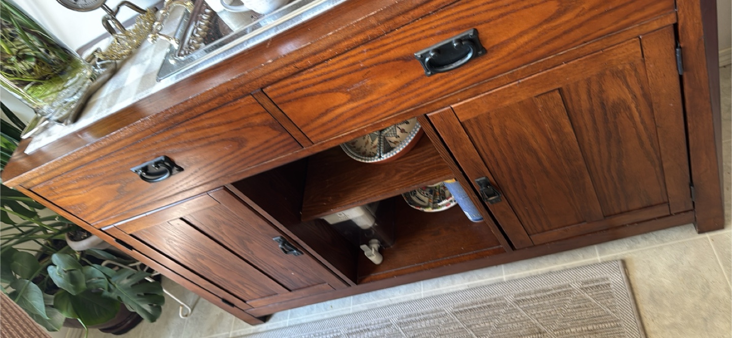 Dinning table with 6 chairs and dresser cabinet
