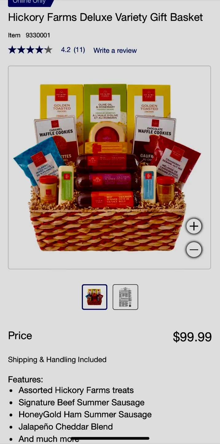BNIB Hickory Farms Deluxe Variety Gift Basket thumbnail