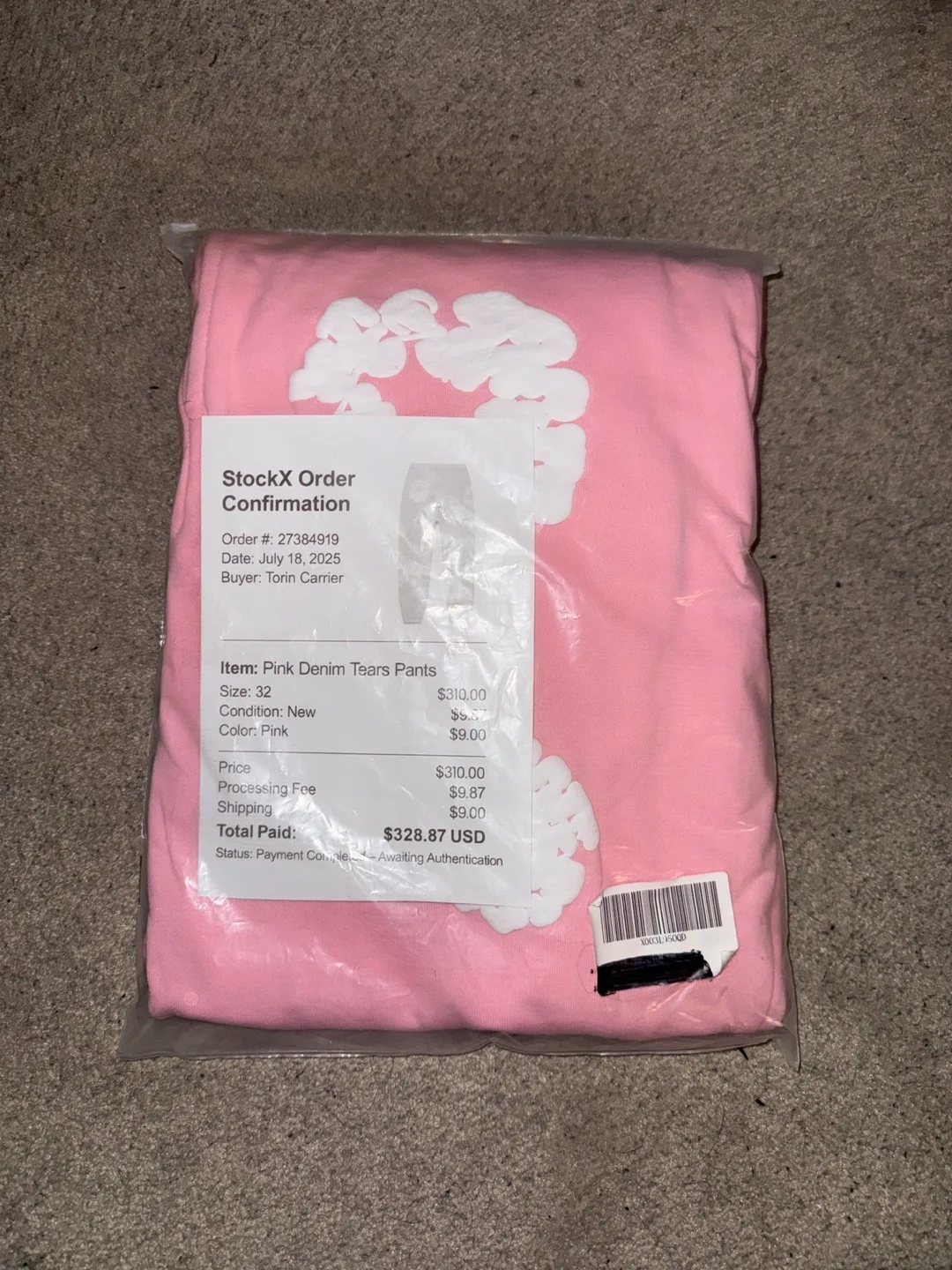 Denim Tears Pink Pants, Size Large thumbnail