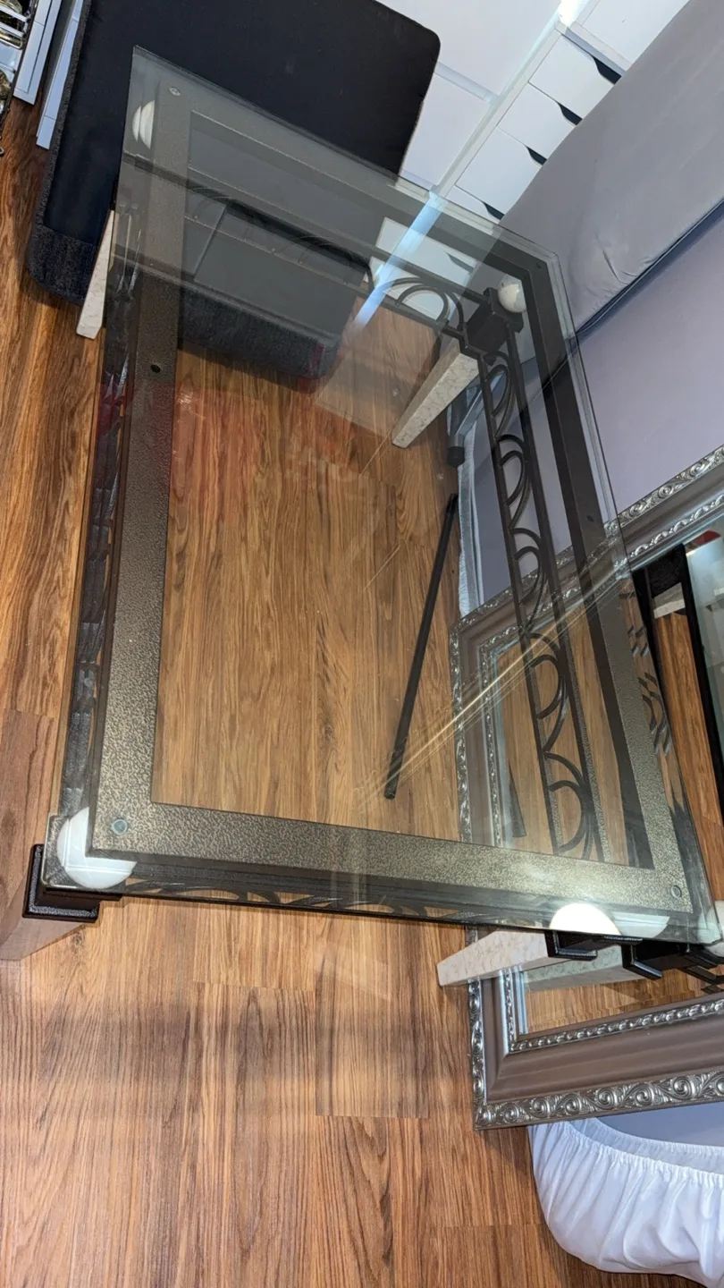 Glass Top Coffee Table with Metal Frame thumbnail