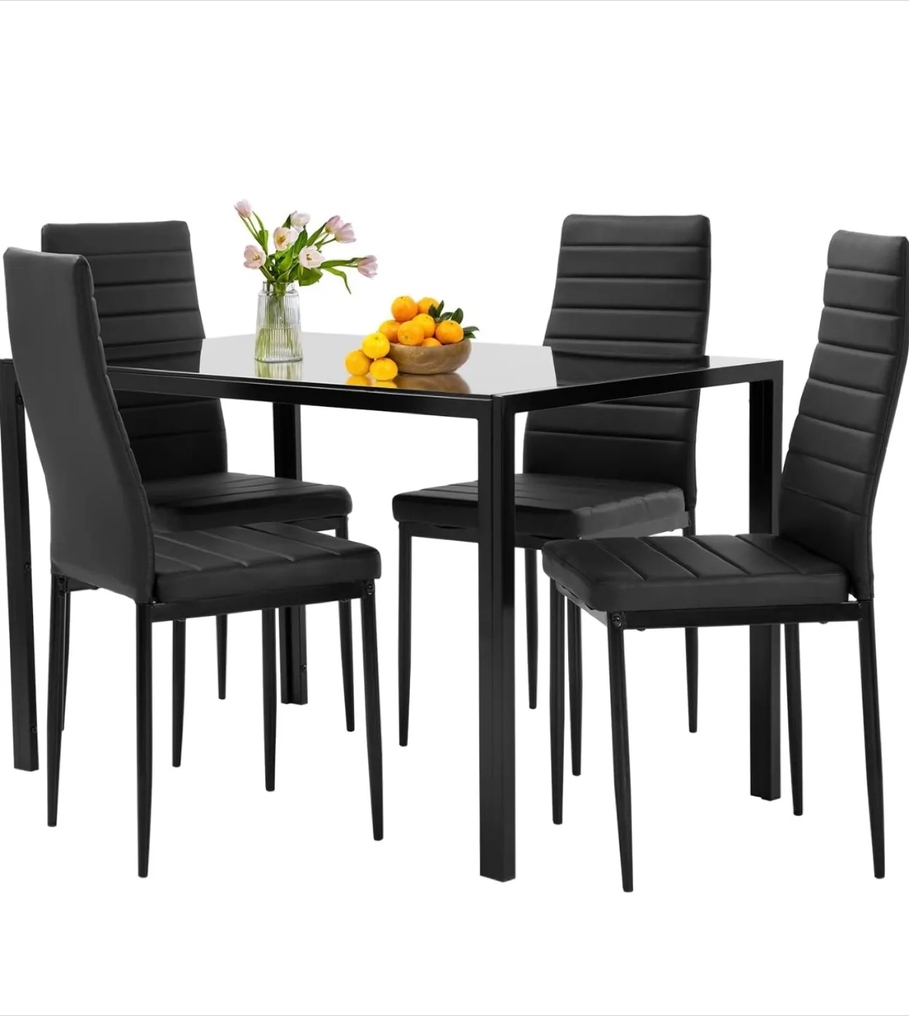 Dining Table Set - Glass Table and 4 Chairs thumbnail