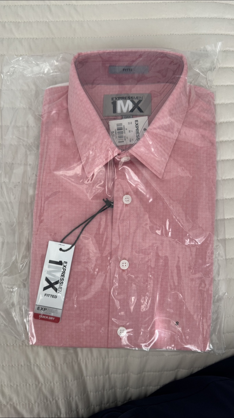 New Express Men 1MX Fitted Dress Shirt - Size S