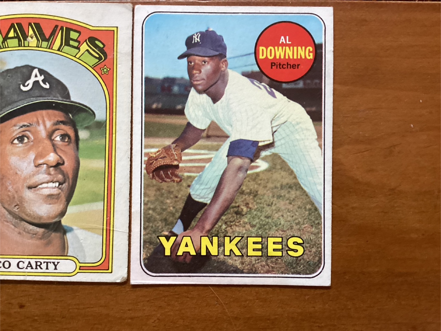 TOPPS MLB Cards 1969 AL DOWNING #292 & 1972 RICO CARTY #740 - photo 3