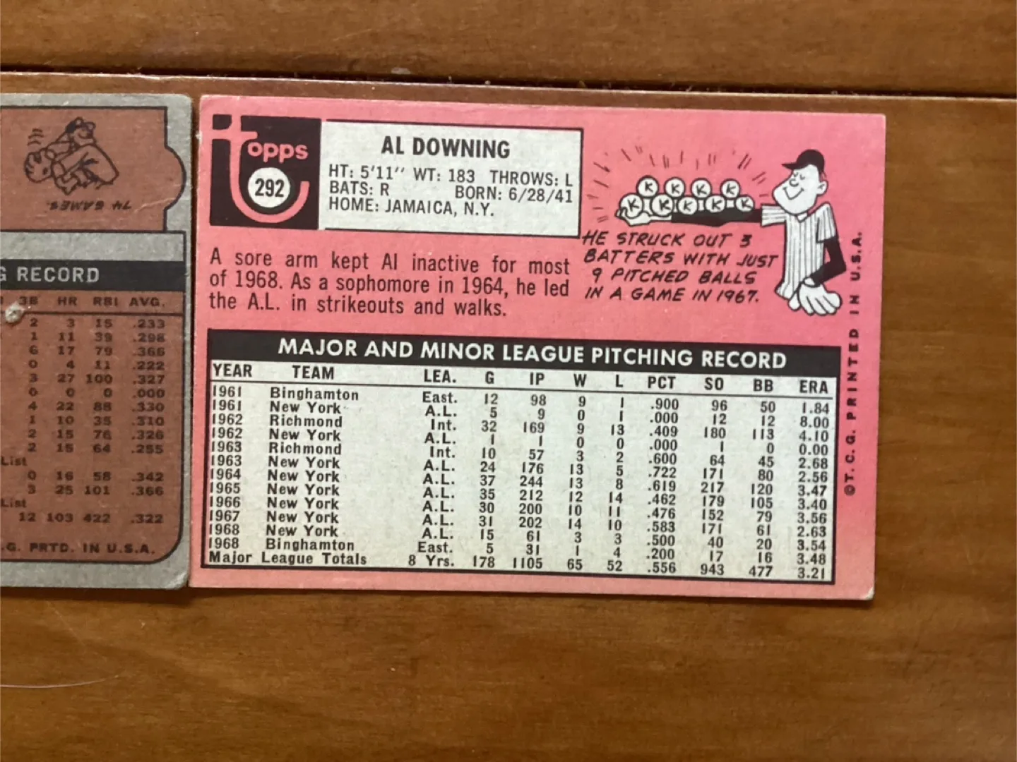 TOPPS MLB Cards 1969 AL DOWNING #292 & 1972 RICO CARTY #740 image indicator(6)