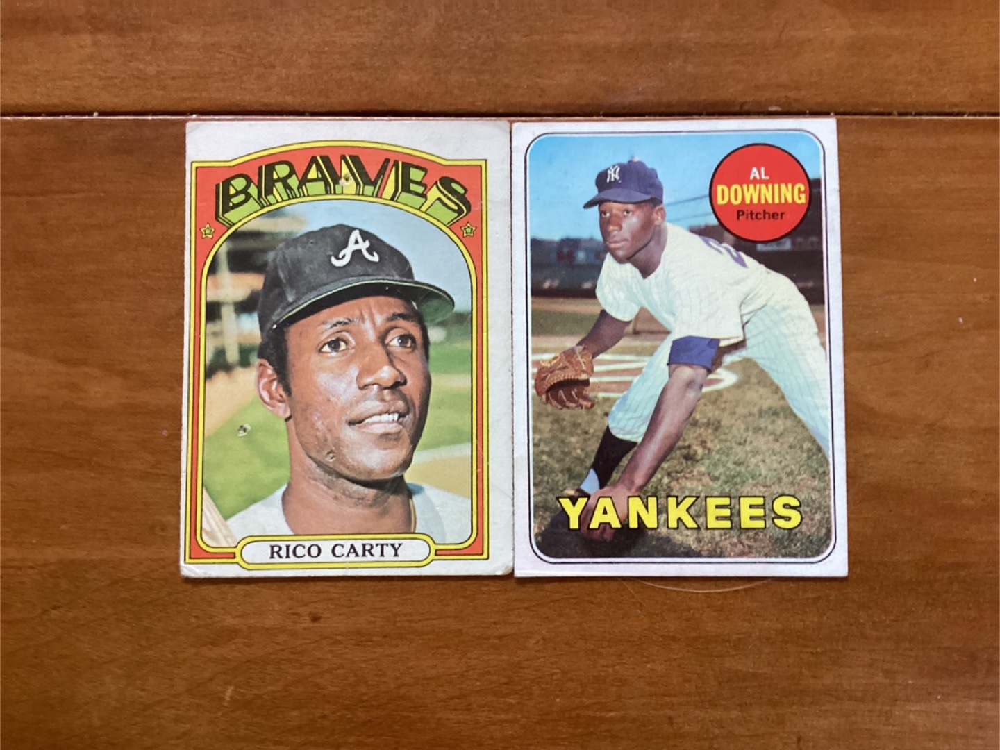 TOPPS MLB Cards 1969 AL DOWNING #292 & 1972 RICO CARTY #740