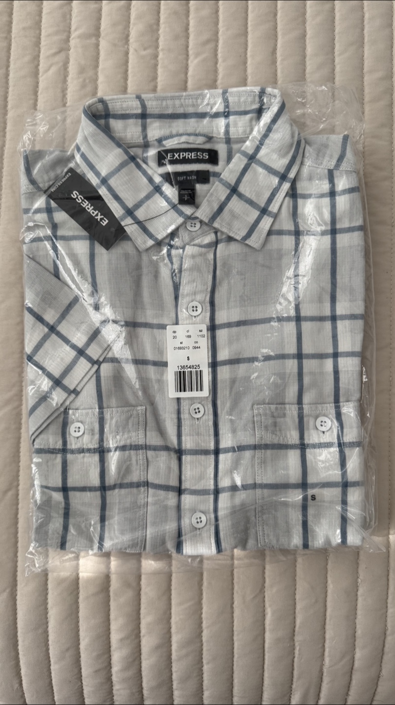 New Express Soft Wash Plaid Shirt - Size S