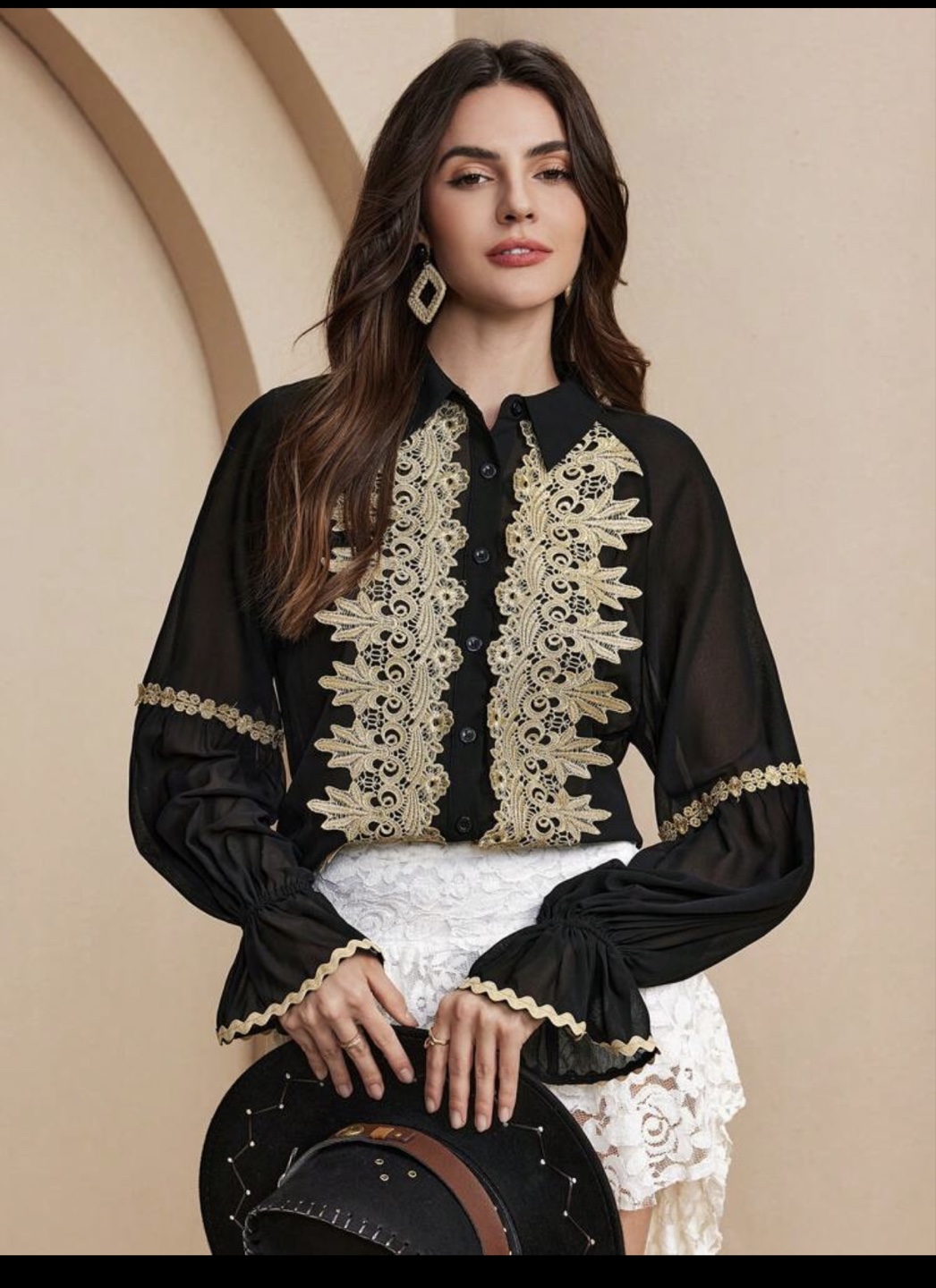 Black Sheer Button Up Blouse