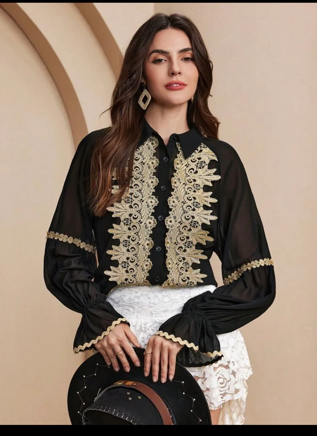 Black Sheer Button Up Blouse thumbnail