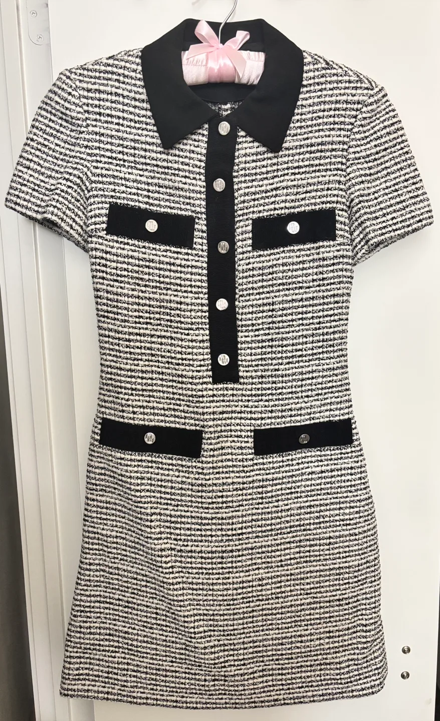 Maje Tweed Dress - Black & White - Size 34 thumbnail