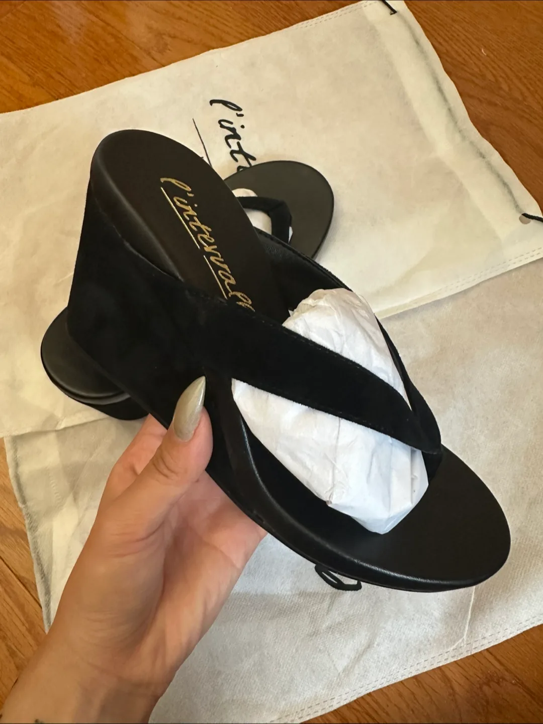 L'intervalle Black Wedge Flip Flops - Size 6 thumbnail