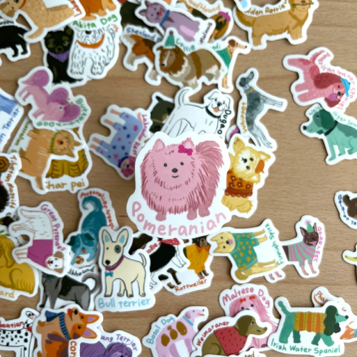 Pack of 50 Cute Dog Breeds Small Stickers #2 thumbnail