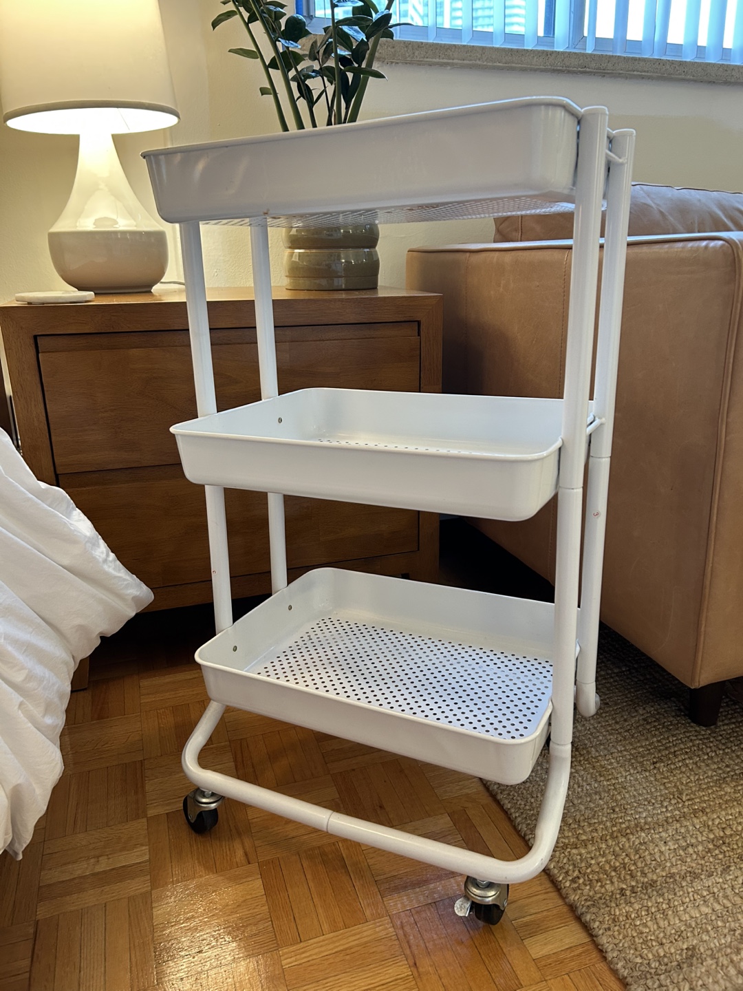 White metal rolling storage cart - photo 2