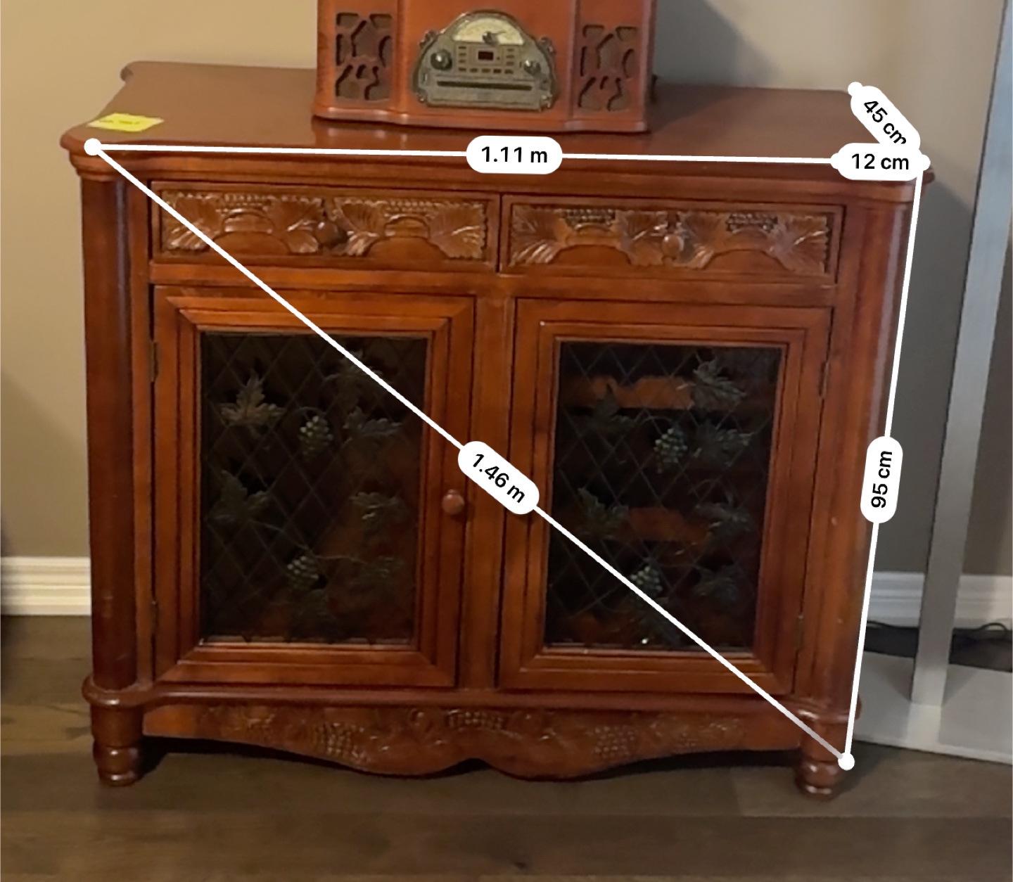 Wooden Wine Cabinet with Glass Doors