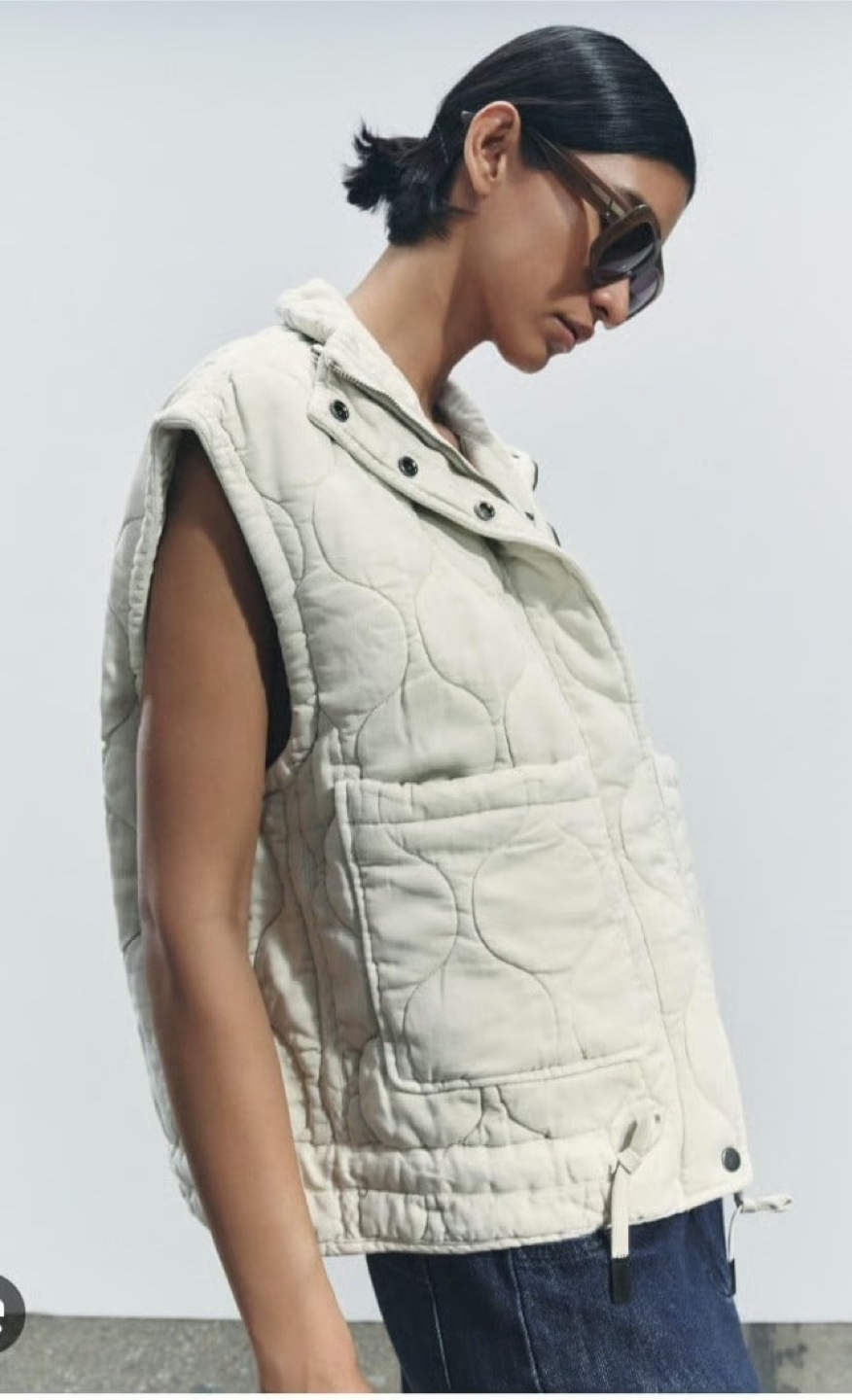 Zara Quilted Oversized Cream Vest - Size XS- LIKE NEW - photo 2