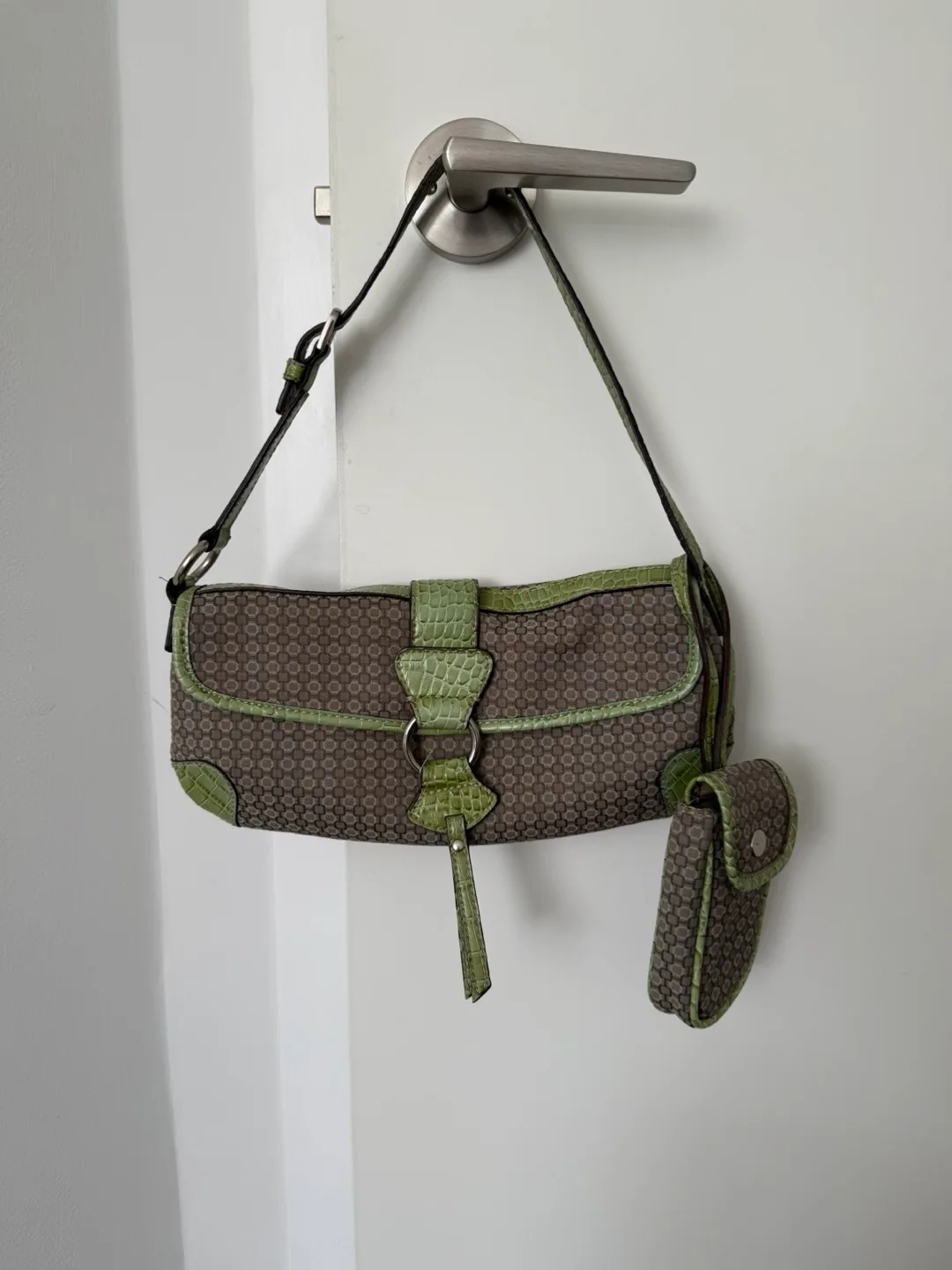 Y2K Nine West Brown & Green Shoulder Bag thumbnail