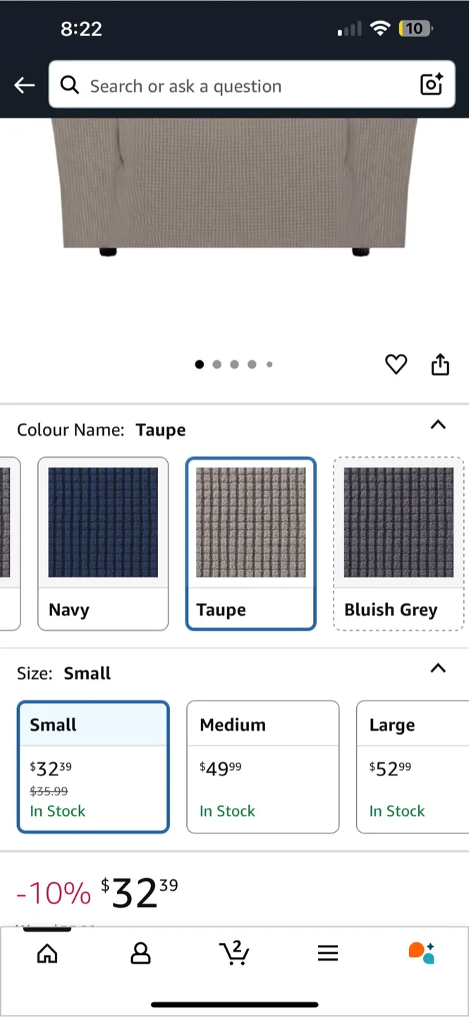 H.VERSAILTEX Taupe Armchair Stretch Furniture Cover image indicator(2)