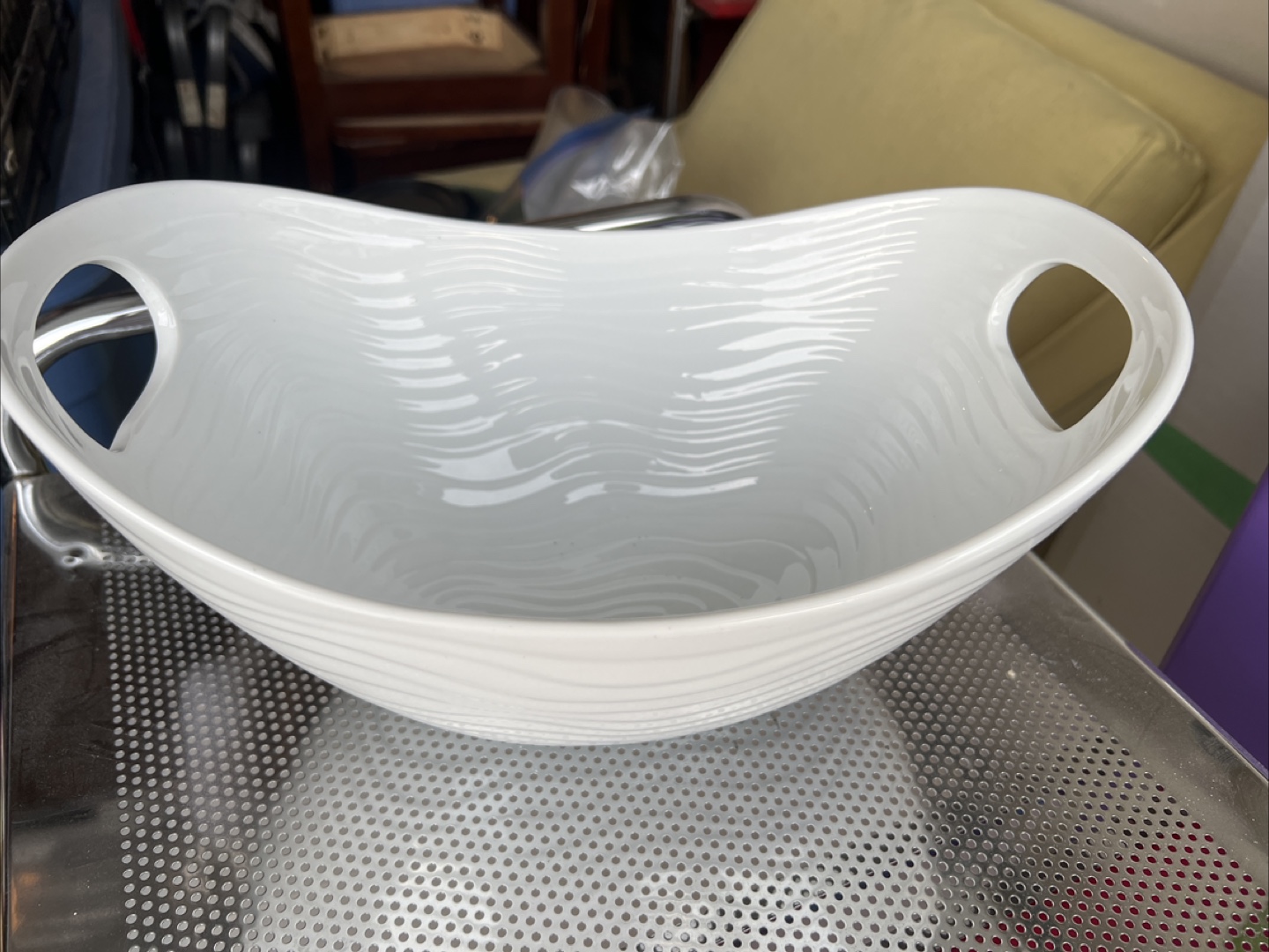 White Serving Bowl with Handles