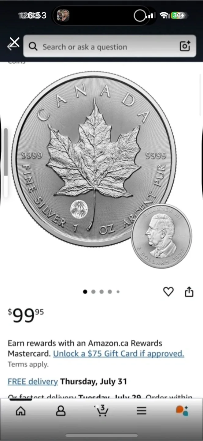 Canadian Maple Leaf 1 oz Fine Silver Coin thumbnail