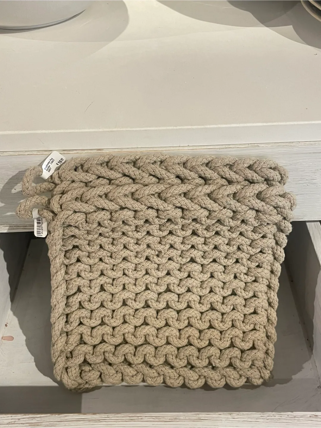 Crocheted Pot Holder - Light Taupe/beige/Grey image indicator(4)