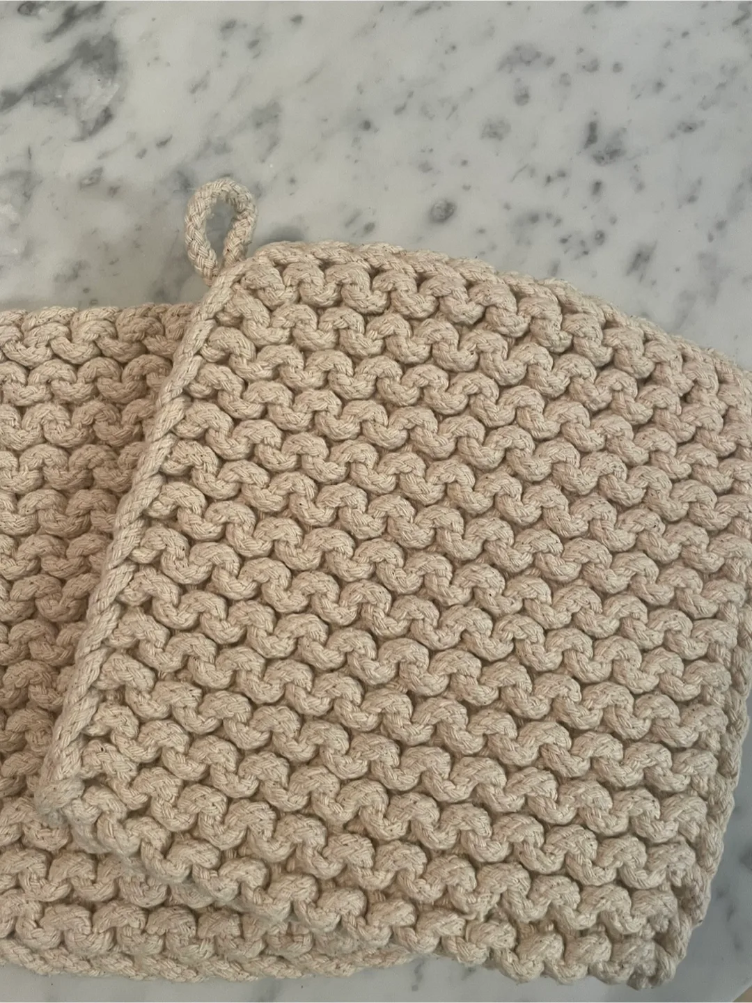 Crocheted Pot Holder - Light Taupe/beige/Grey thumbnail
