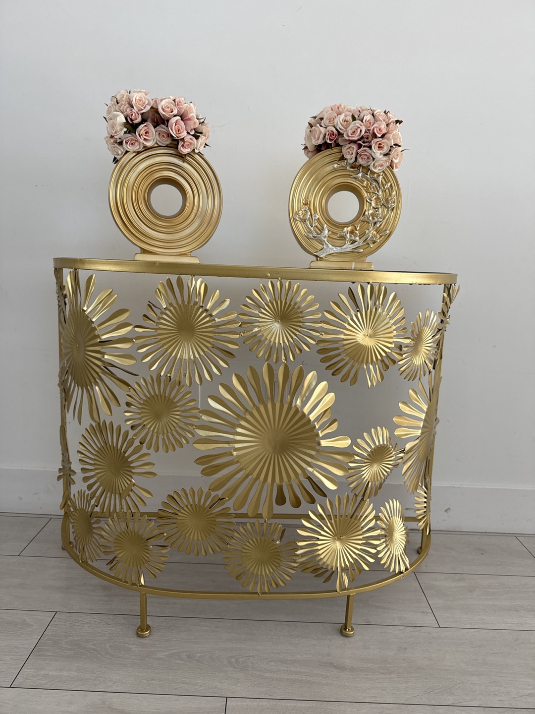 Gold Floral Console Table