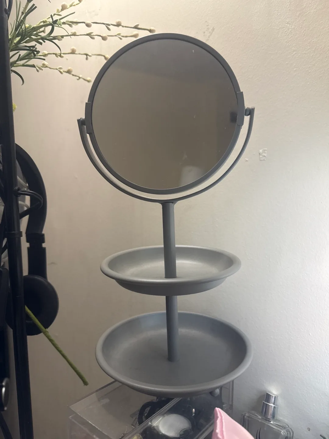 Grey Vanity Mirror with Storage Trays thumbnail