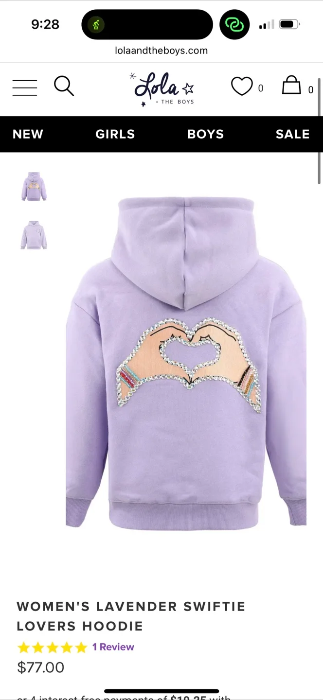 BRAND NEW Lola + The Boys Swiftie Hoodie Small thumbnail
