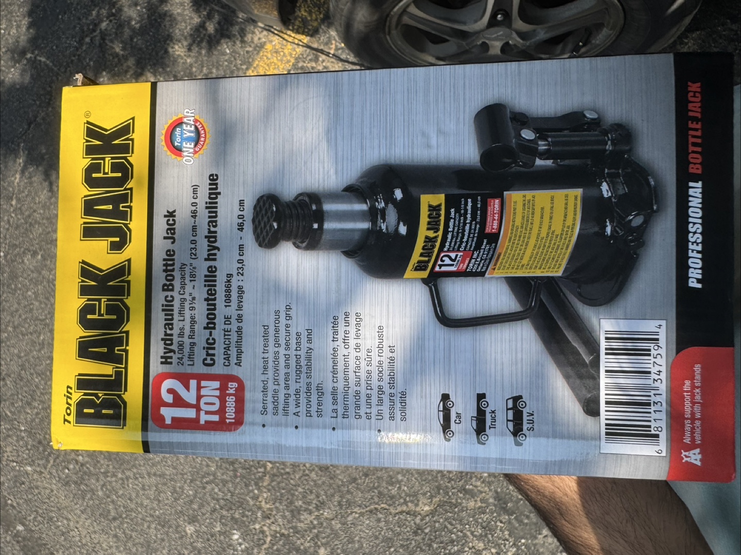 Black Jack 12 Ton Hydraulic Bottle Jack - New