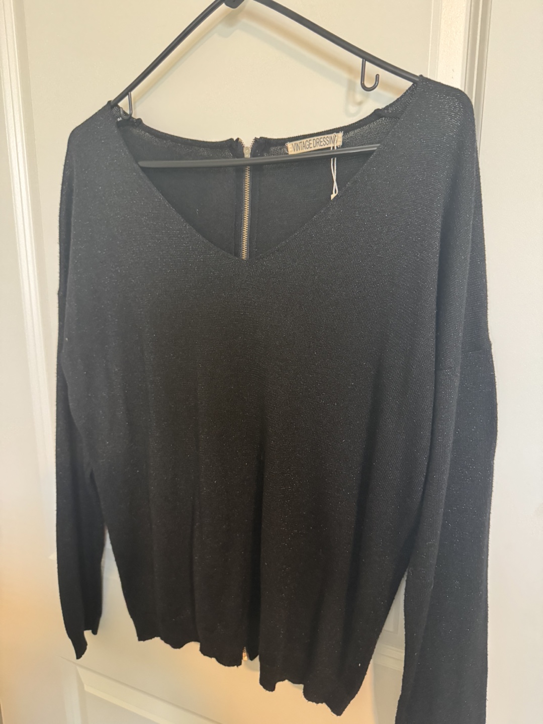 Vintage Dress Black Long Sleeve Top