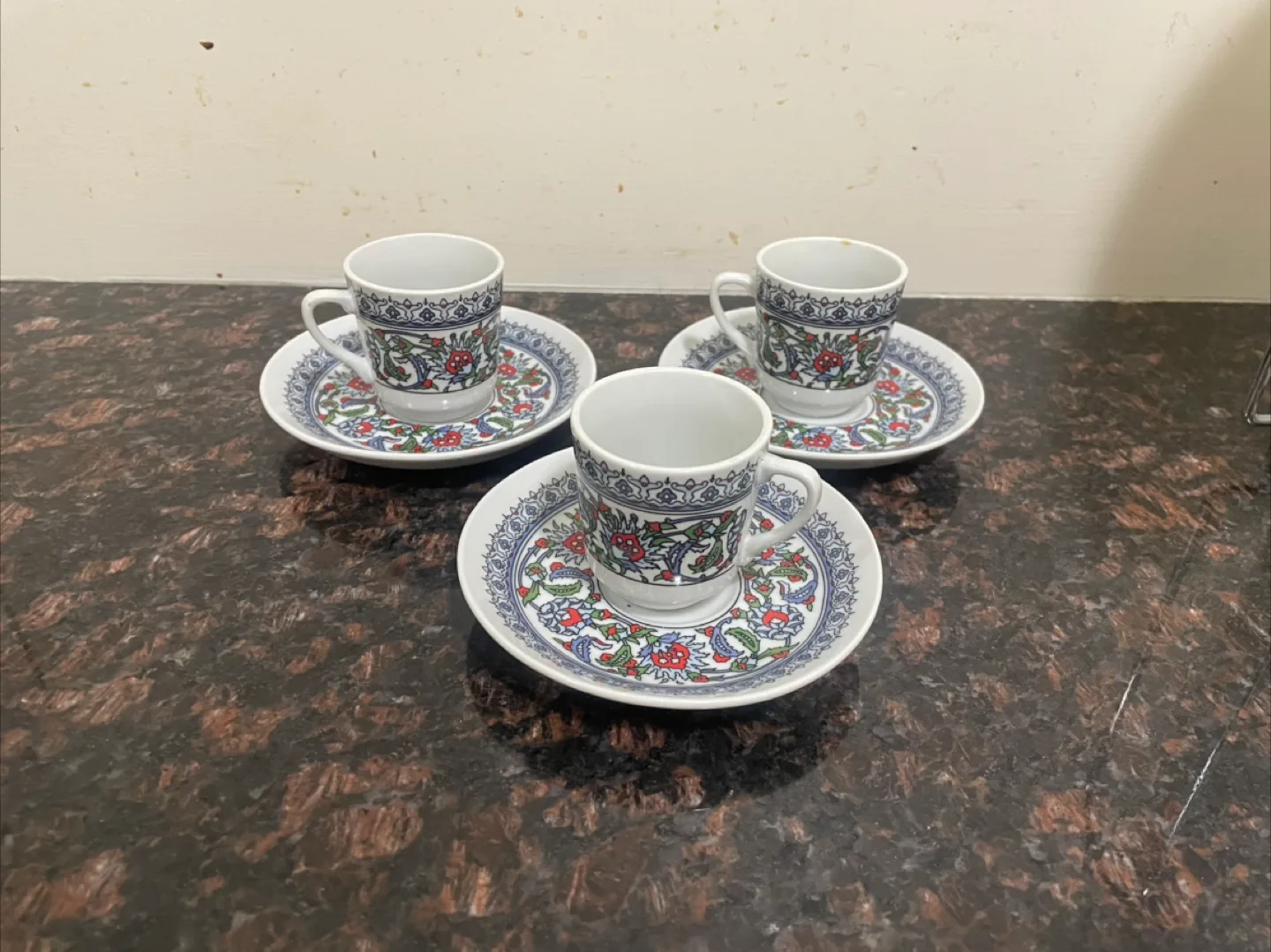 Turkish Coffee Cup Set - 3 Cups & Saucers thumbnail