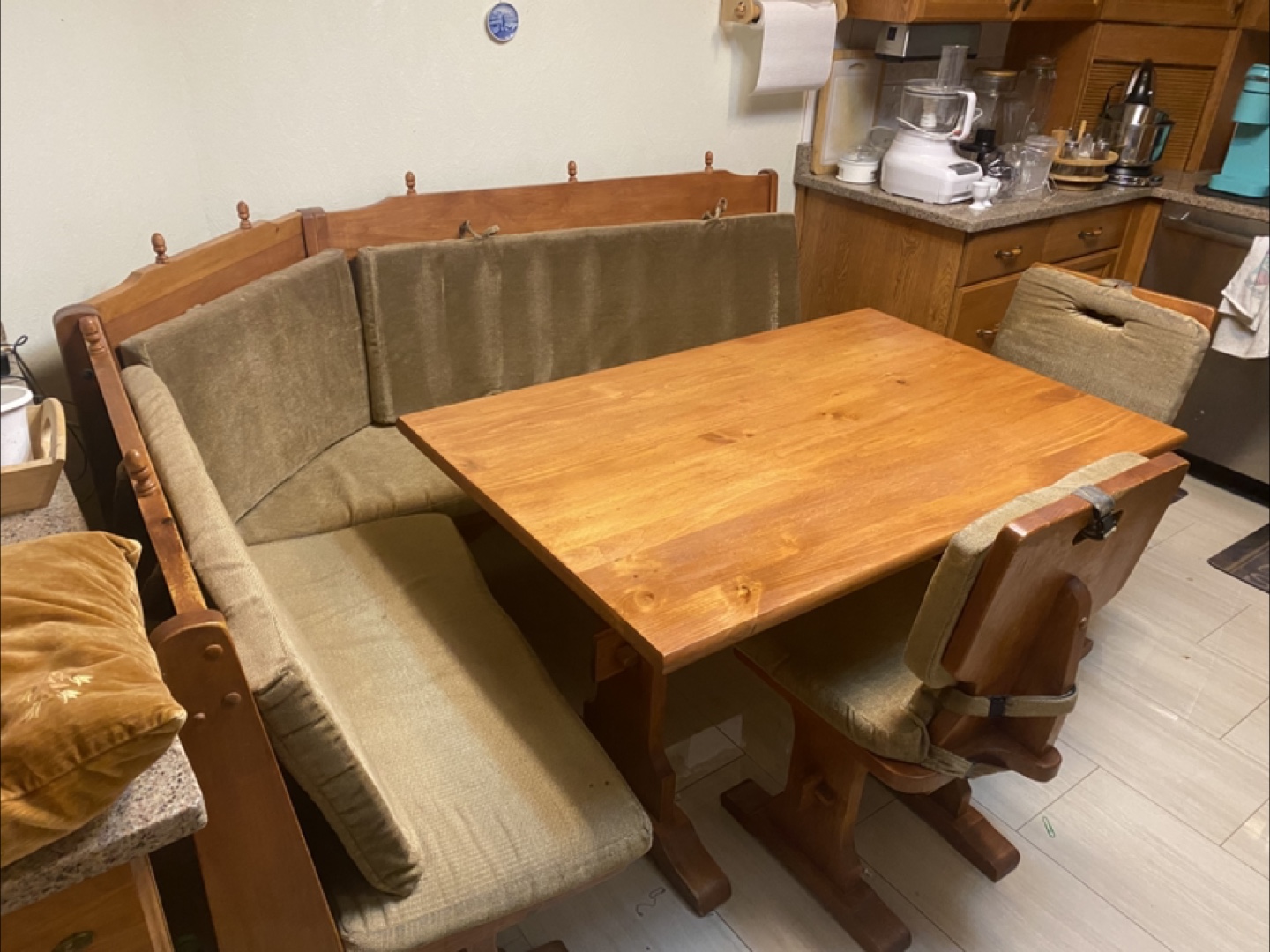 Wooden Dining Table Set with Corner Bench