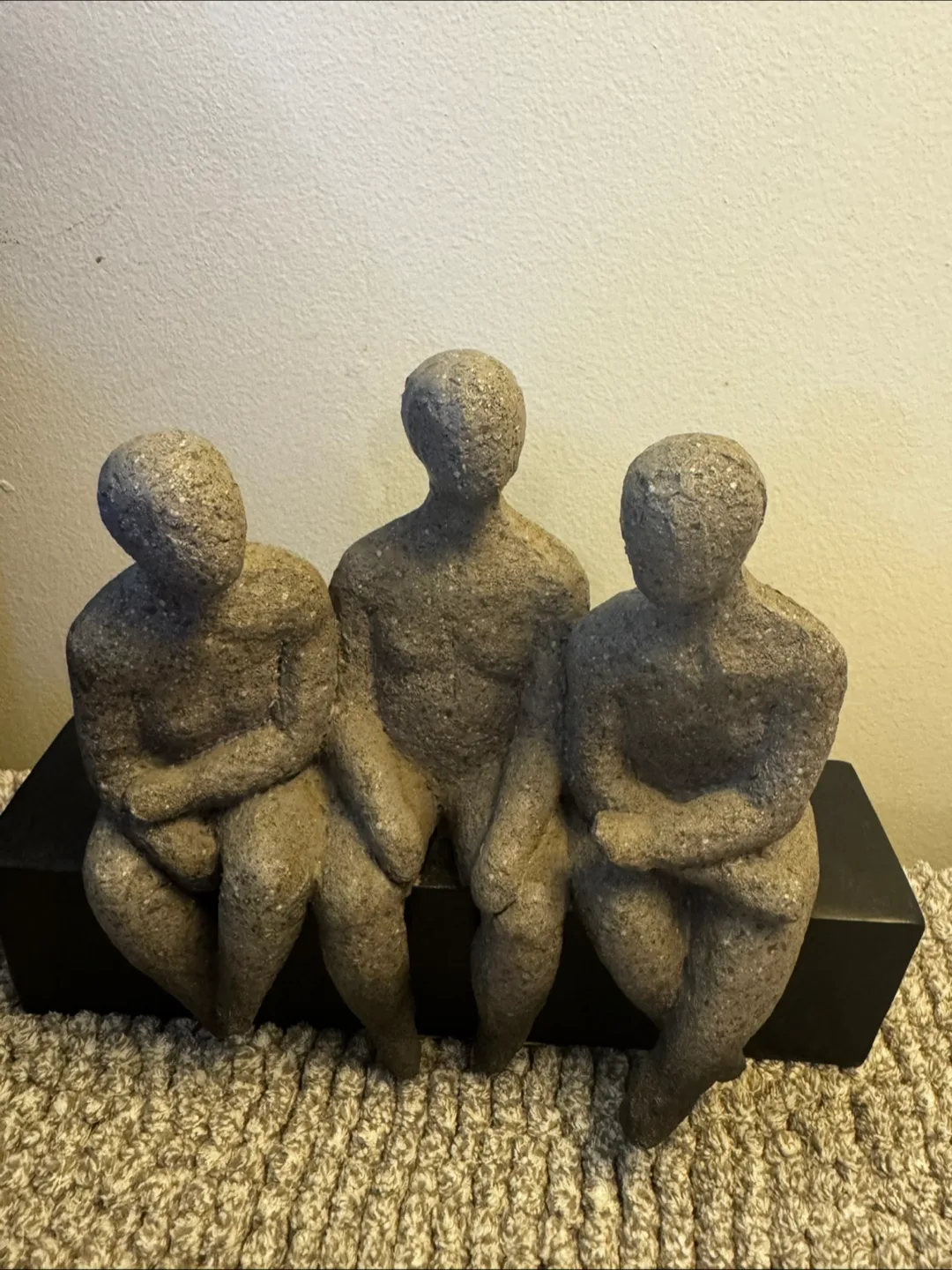Stone Sculpture - Three Sitting Figures thumbnail