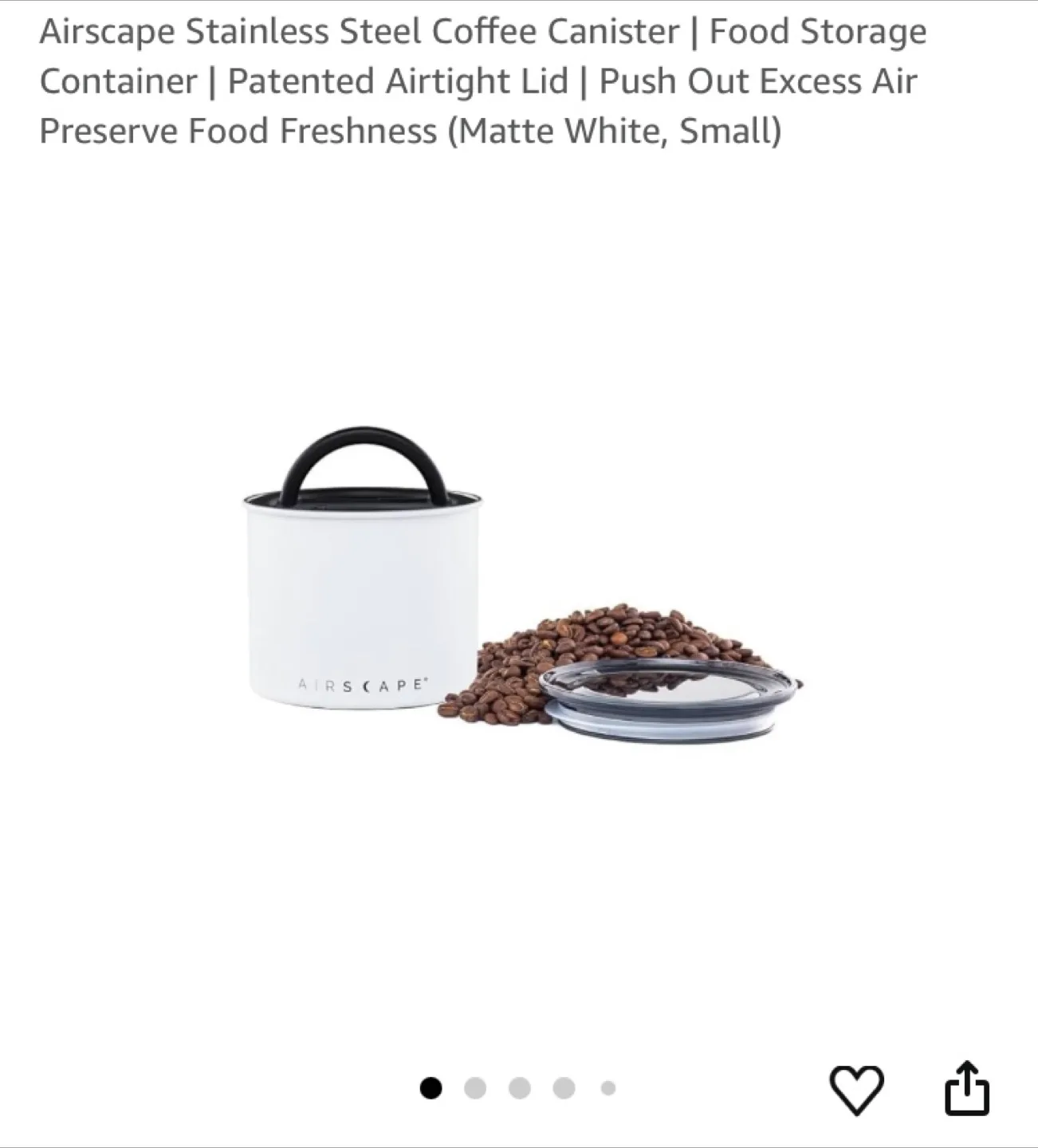 Airscape Small Stainless Steel Coffee Canister - Matte White image indicator(4)