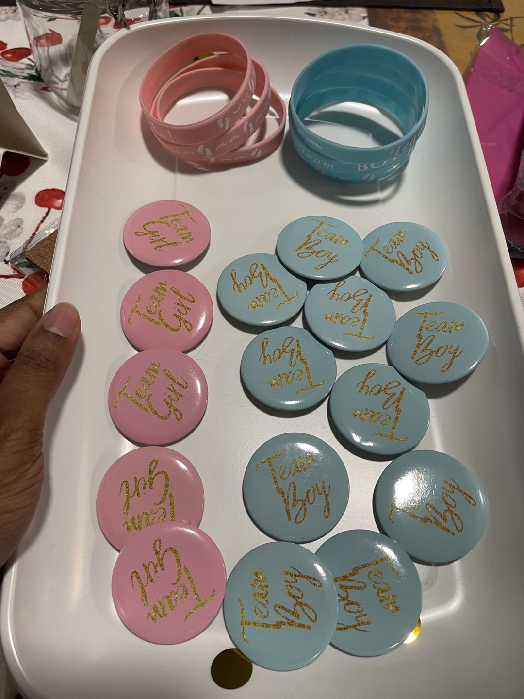 Team Girl/Boy Gender Reveal Wristbands & Buttons