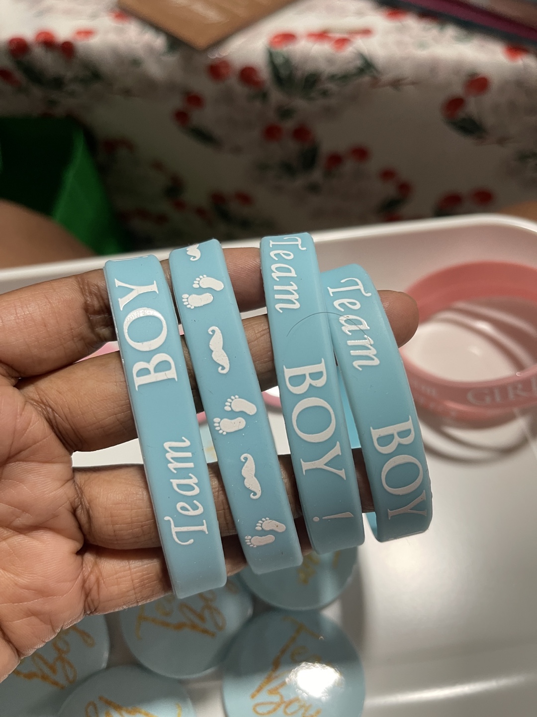 Team Girl/Boy Gender Reveal Wristbands & Buttons - photo 3